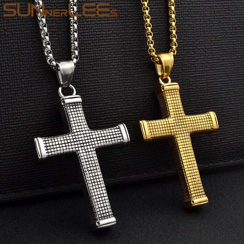 SUNNERLEES Stainless Steel Jesus Christs Cross Pendant Necklace
