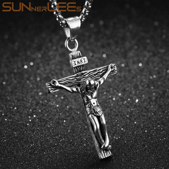 SUNNERLEES Fashion Jewelry Stainless Steel Jesus Christ Cross