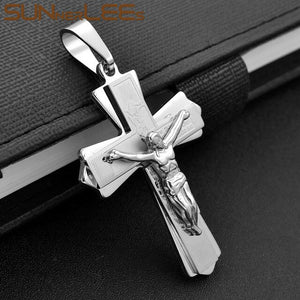 SUNNERLEES Stainless Steel Jesus Christ Cross