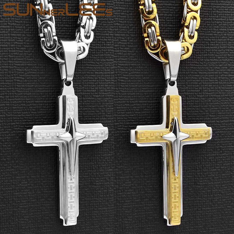 SUNNERLEES Stainless Steel Jesus Christ Cross